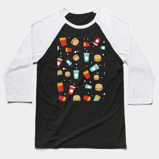 Hamburger & Fries pattern Baseball T-Shirt